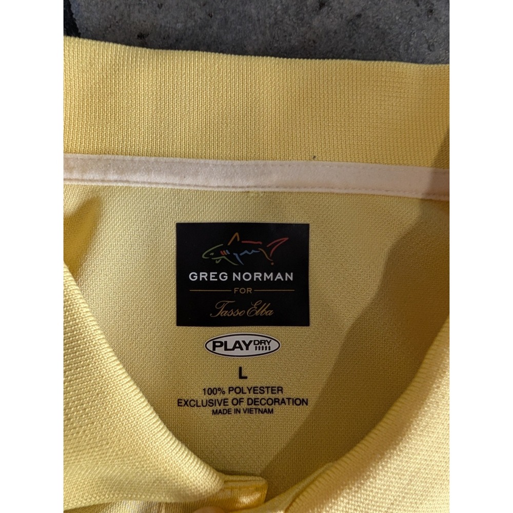 Greg Norman Tasso Elba Play Dry Men's Yellow Polo Shirt Short Sleeve Golf Size L - Picture 3 of 6